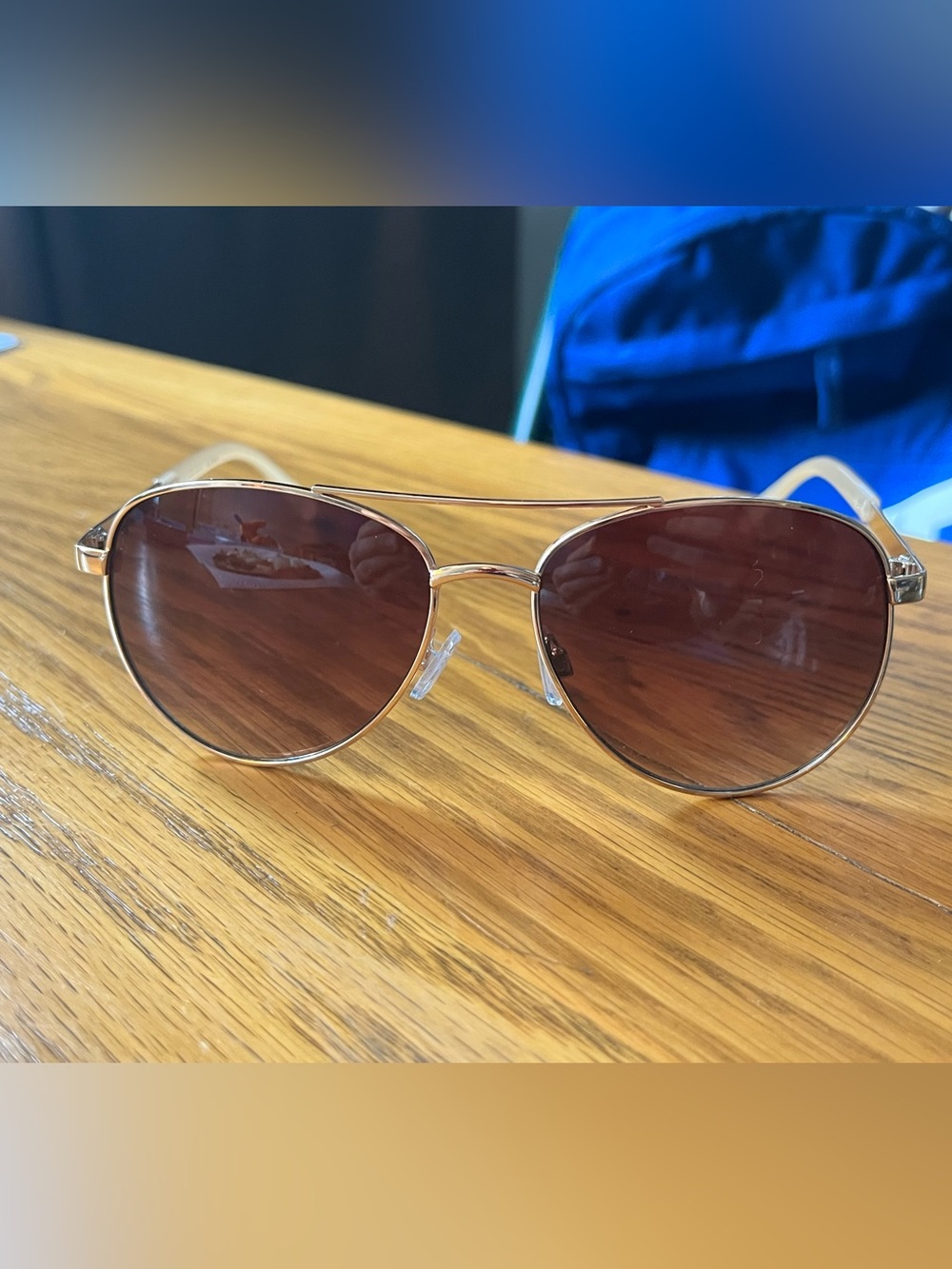 Women’s Lauren Conrad Aviator Sunglasses Tan with Gold 2472